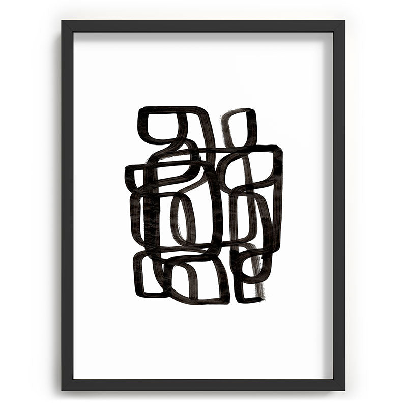 Writing On The Wall' Mid Century Modern Fun Abstract Shapes  Framed Art Print