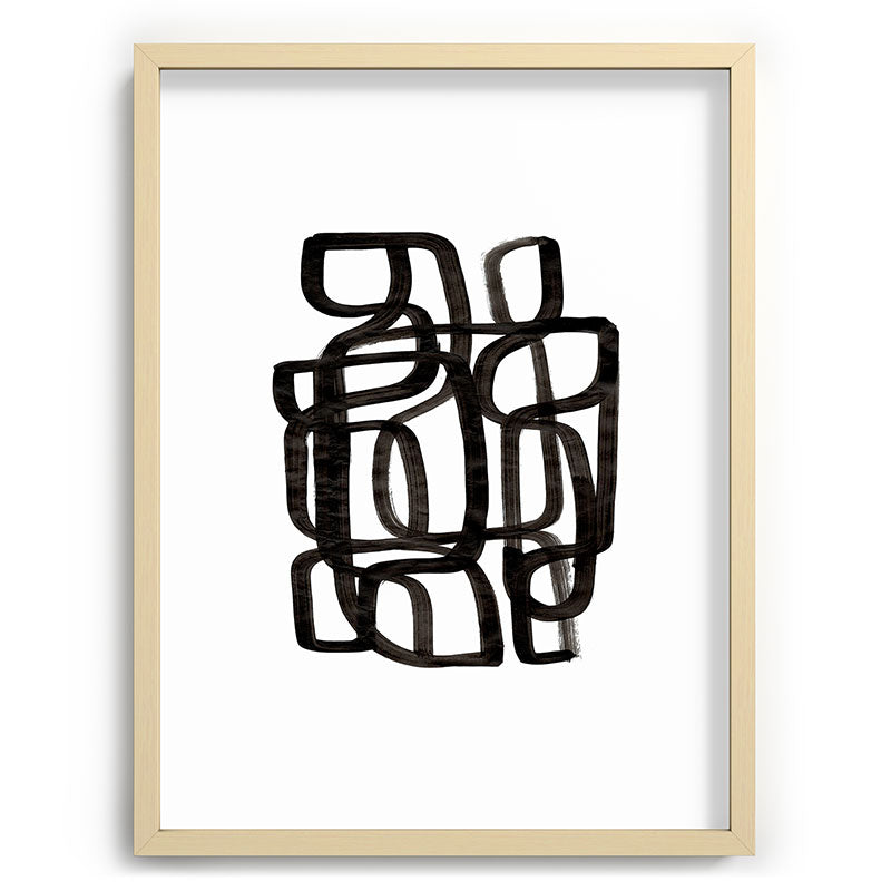 Writing On The Wall' Mid Century Modern Fun Abstract Shapes  Framed Art Print