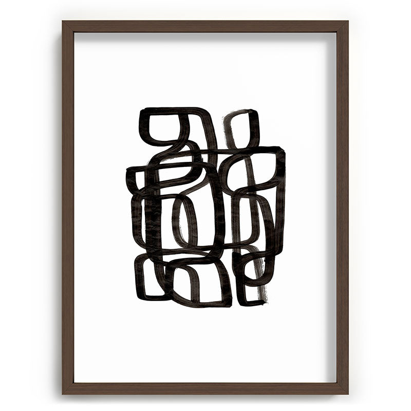 Writing On The Wall' Mid Century Modern Fun Abstract Shapes  Framed Art Print