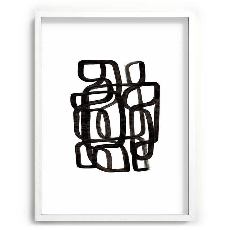 Writing On The Wall' Mid Century Modern Fun Abstract Shapes  Framed Art Print