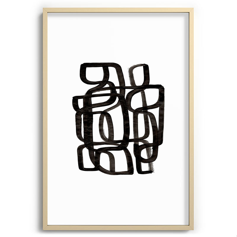 Writing On The Wall' Mid Century Modern Fun Abstract Shapes  Framed Art Print