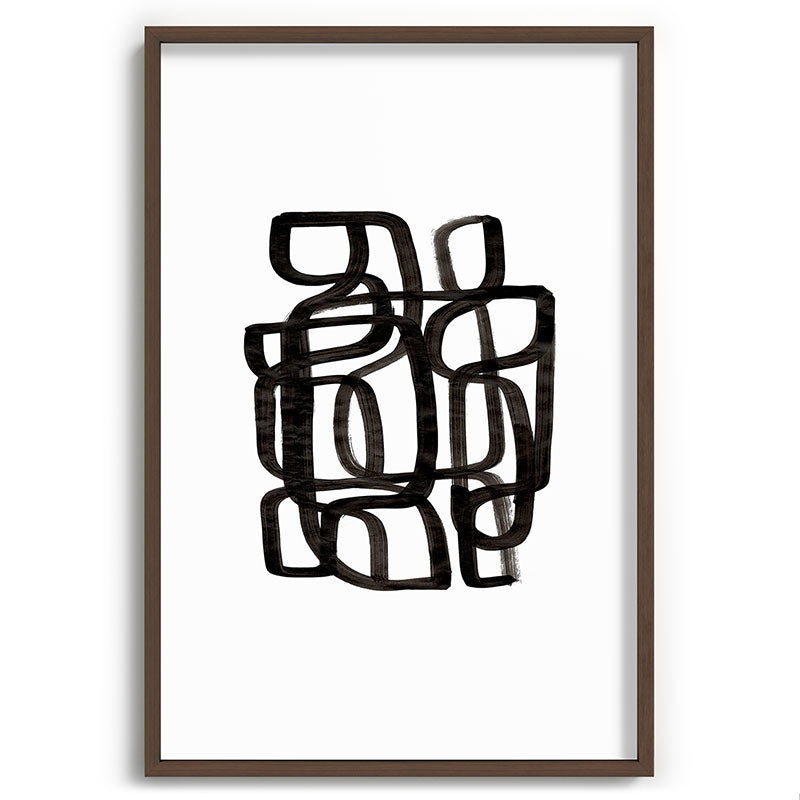 Writing On The Wall' Mid Century Modern Fun Abstract Shapes  Framed Art Print