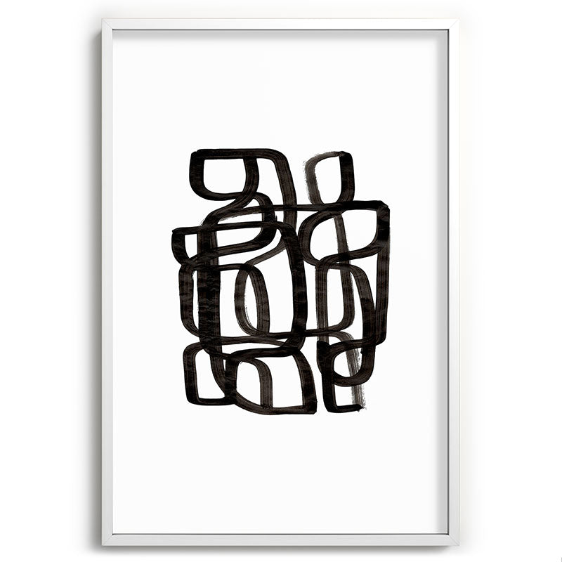Writing On The Wall' Mid Century Modern Fun Abstract Shapes  Framed Art Print