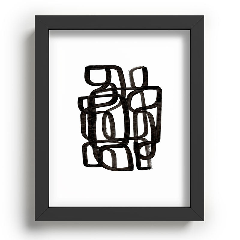 Writing On The Wall' Mid Century Modern Fun Abstract Shapes  Framed Art Print