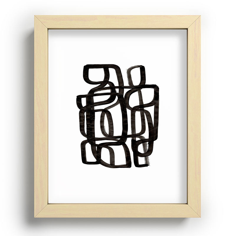 Writing On The Wall' Mid Century Modern Fun Abstract Shapes  Framed Art Print