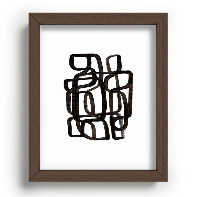 Writing On The Wall' Mid Century Modern Fun Abstract Shapes  Framed Art Print