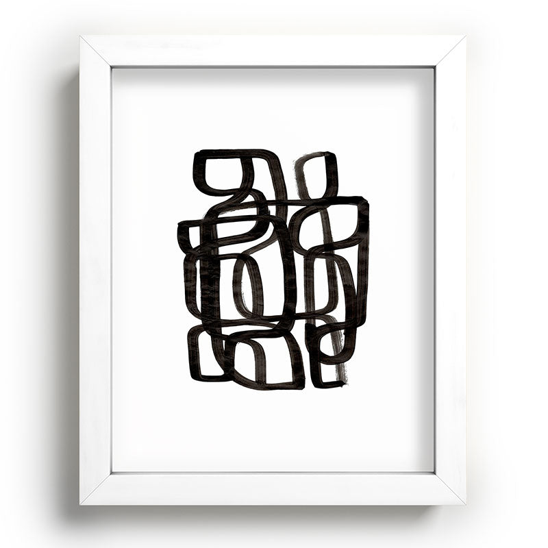 Writing On The Wall' Mid Century Modern Fun Abstract Shapes  Framed Art Print
