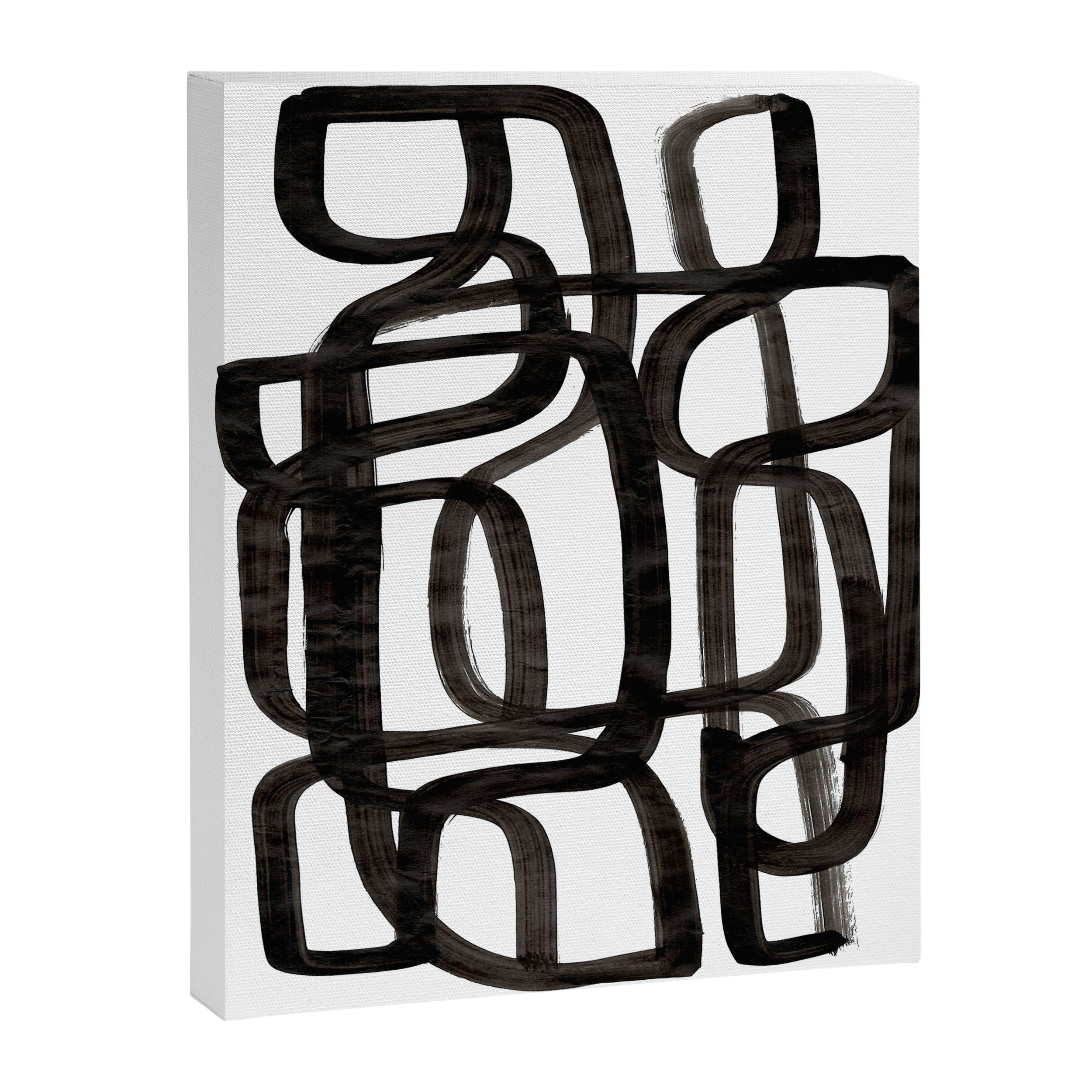 Writing On The Wall' Mid Century Modern Fun Abstract Shapes  Canvas Print