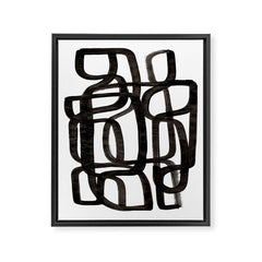 Writing On The Wall' Mid Century Modern Fun Abstract Shapes  Framed Canvas Print
