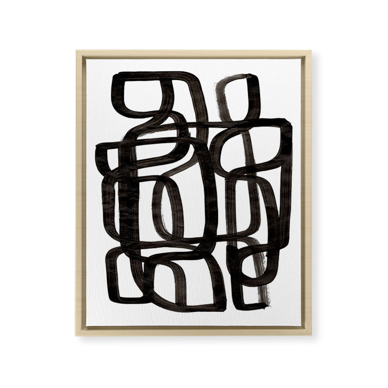 Writing On The Wall' Mid Century Modern Fun Abstract Shapes  Framed Canvas Print