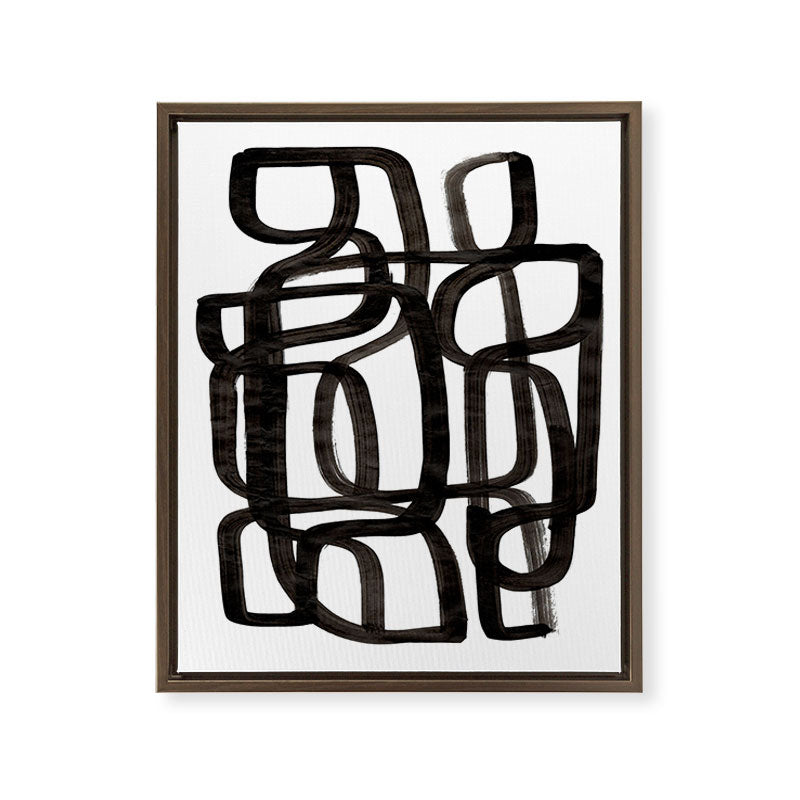 Writing On The Wall' Mid Century Modern Fun Abstract Shapes  Framed Canvas Print