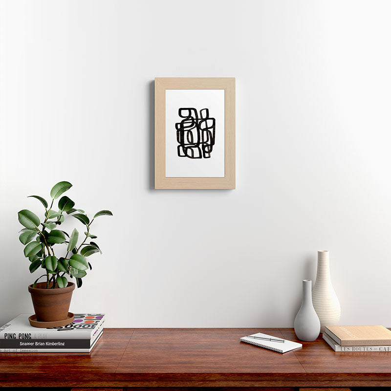 Writing On The Wall' Mid Century Modern Fun Abstract Shapes  Framed Art Print