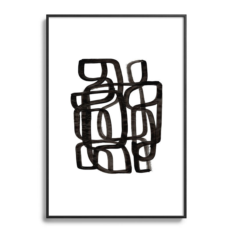Writing On The Wall' Mid Century Modern Fun Abstract Shapes  Framed Art Print