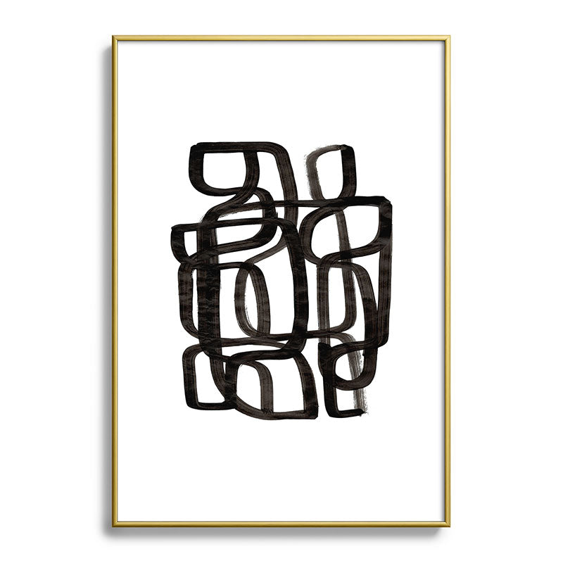 Writing On The Wall' Mid Century Modern Fun Abstract Shapes  Framed Art Print