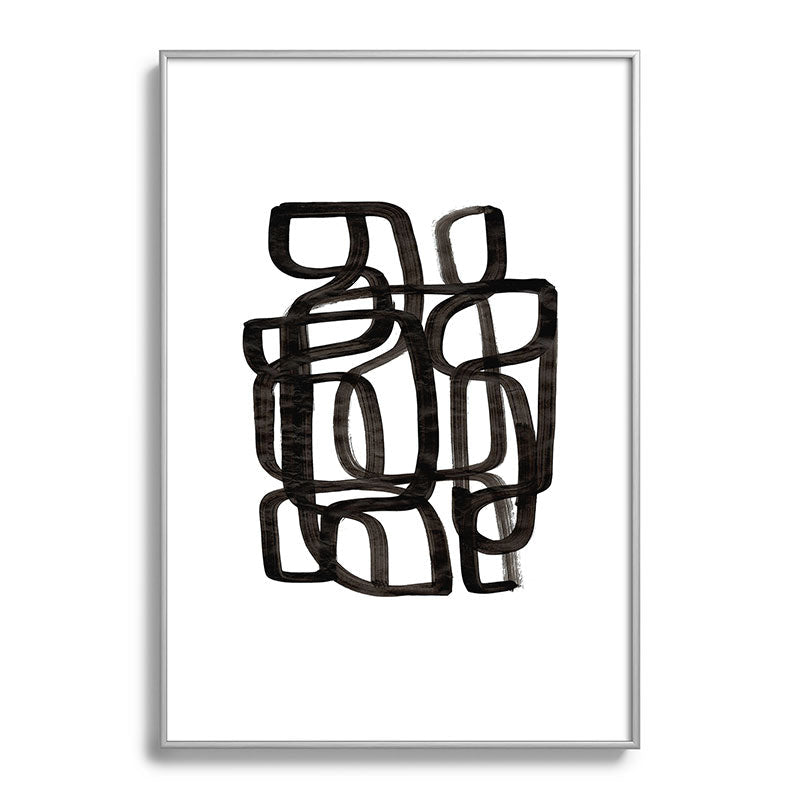 Writing On The Wall' Mid Century Modern Fun Abstract Shapes  Framed Art Print