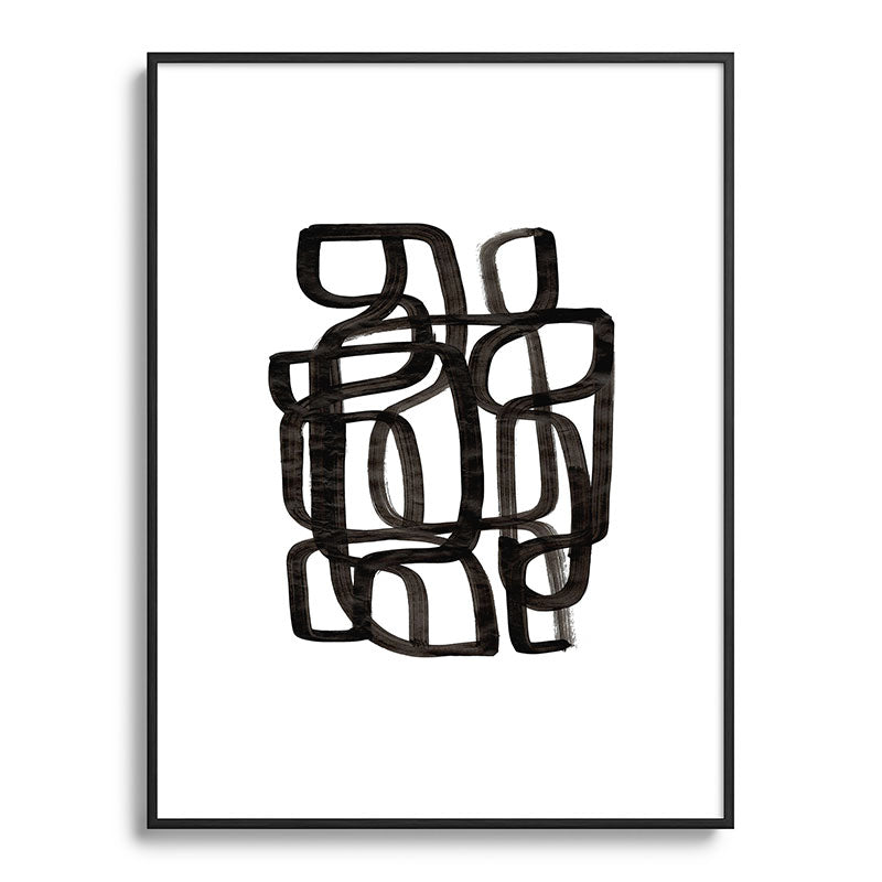 Writing On The Wall' Mid Century Modern Fun Abstract Shapes  Framed Art Print
