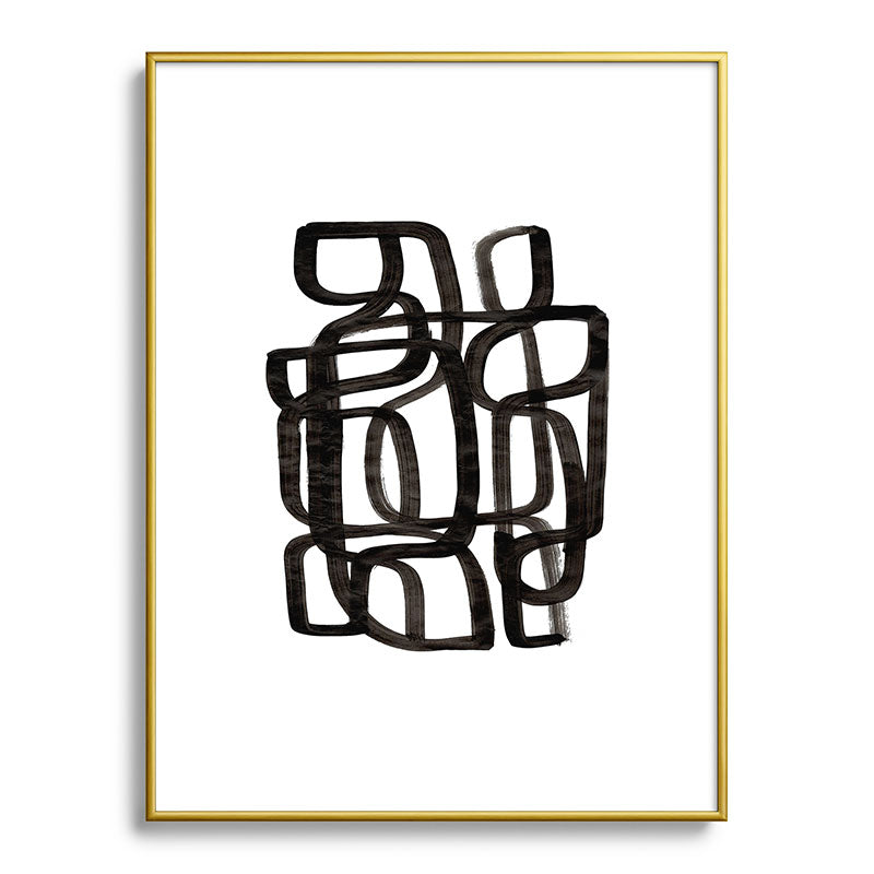 Writing On The Wall' Mid Century Modern Fun Abstract Shapes  Framed Art Print