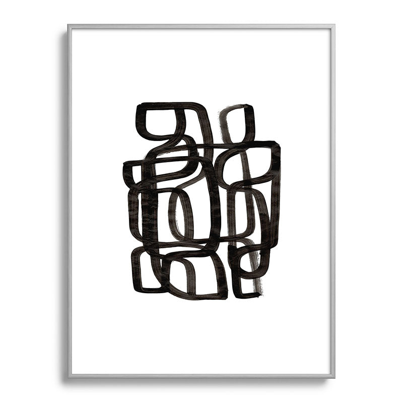 Writing On The Wall' Mid Century Modern Fun Abstract Shapes  Framed Art Print