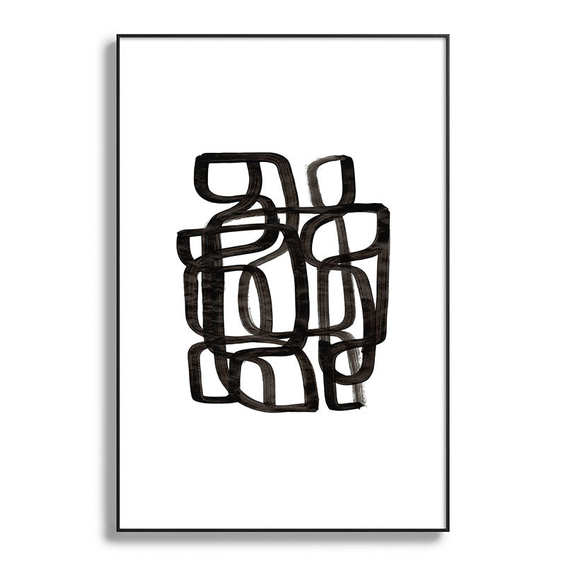 Writing On The Wall' Mid Century Modern Fun Abstract Shapes  Framed Art Print