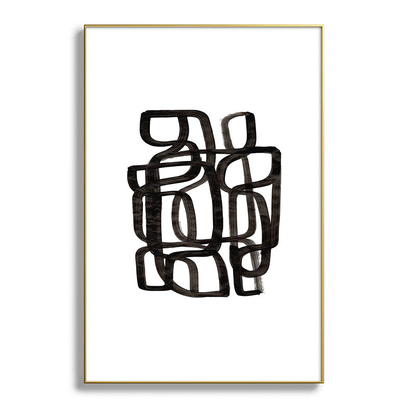 Writing On The Wall' Mid Century Modern Fun Abstract Shapes  Framed Art Print