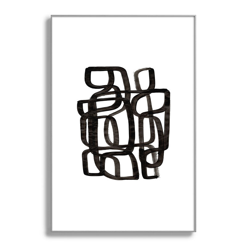 Writing On The Wall' Mid Century Modern Fun Abstract Shapes  Framed Art Print