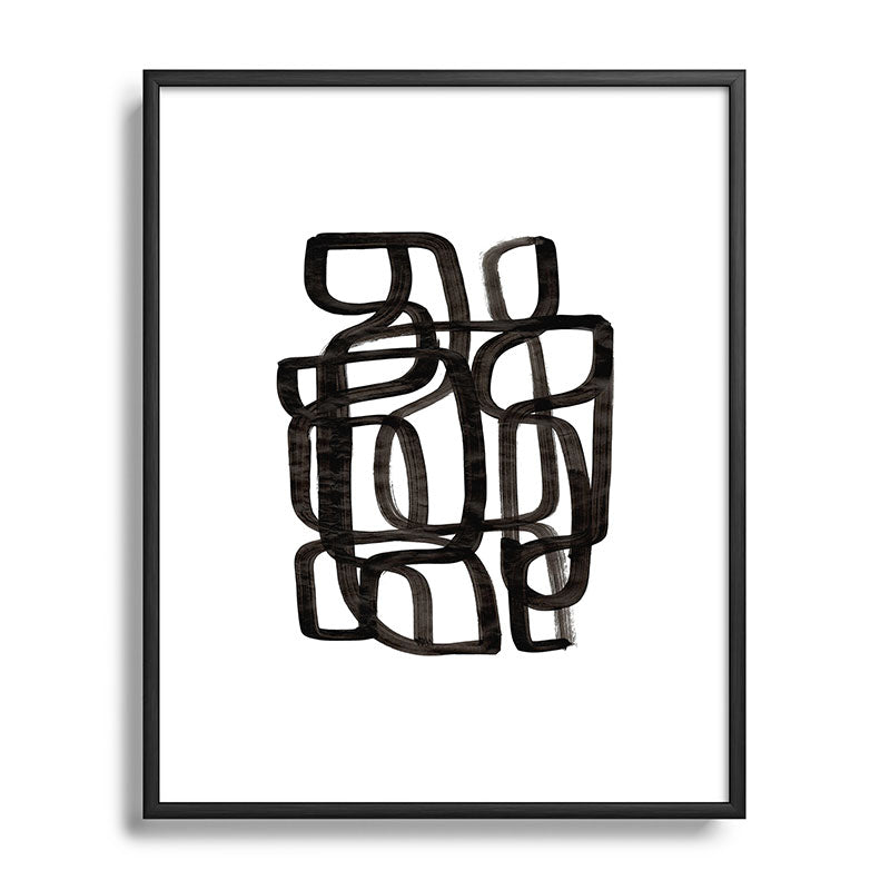 Writing On The Wall' Mid Century Modern Fun Abstract Shapes  Framed Art Print