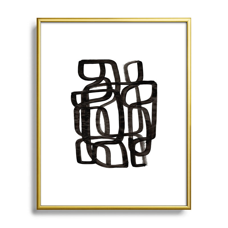 Writing On The Wall' Mid Century Modern Fun Abstract Shapes  Framed Art Print