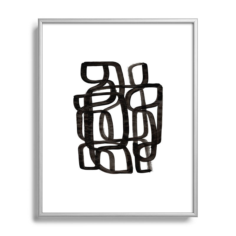 Writing On The Wall' Mid Century Modern Fun Abstract Shapes  Framed Art Print