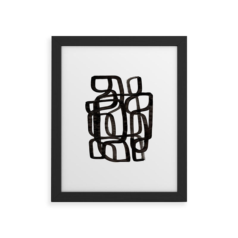 Writing On The Wall' Mid Century Modern Fun Abstract Shapes  Framed Art Print