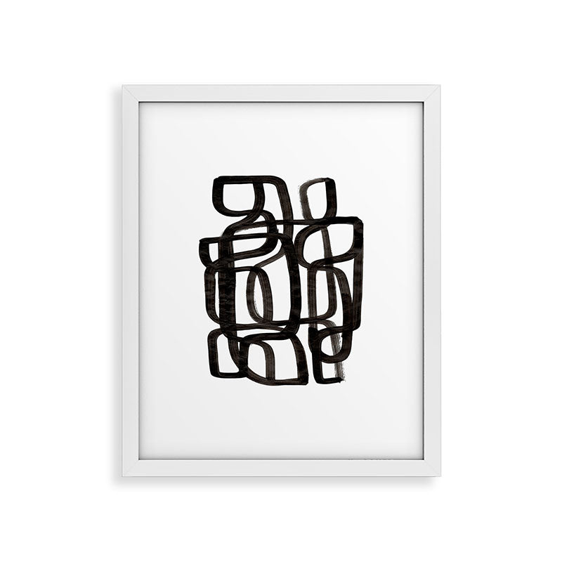 Writing On The Wall' Mid Century Modern Fun Abstract Shapes  Framed Art Print
