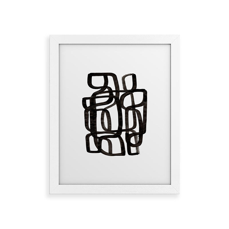 Writing On The Wall' Mid Century Modern Fun Abstract Shapes  Framed Art Print
