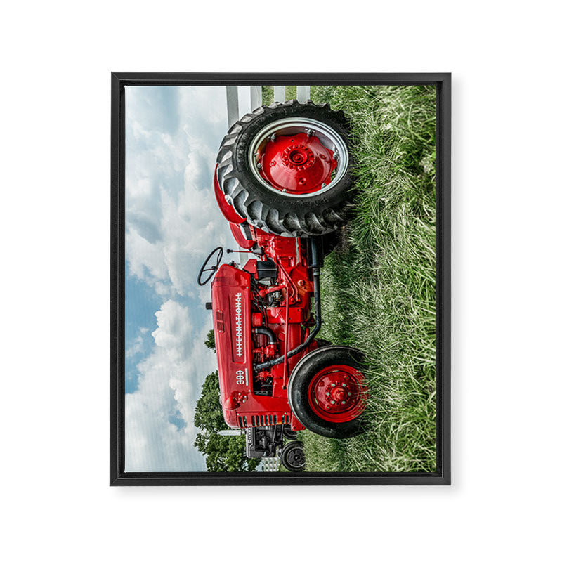 300 Vintage International Harvester Red Tractor Framed Canvas Print