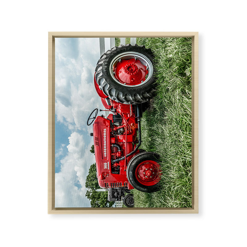 300 Vintage International Harvester Red Tractor Framed Canvas Print