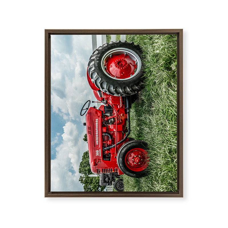 300 Vintage International Harvester Red Tractor Framed Canvas Print