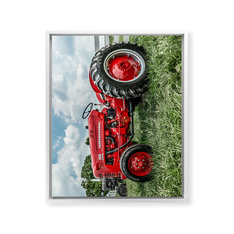 300 Vintage International Harvester Red Tractor Framed Canvas Print
