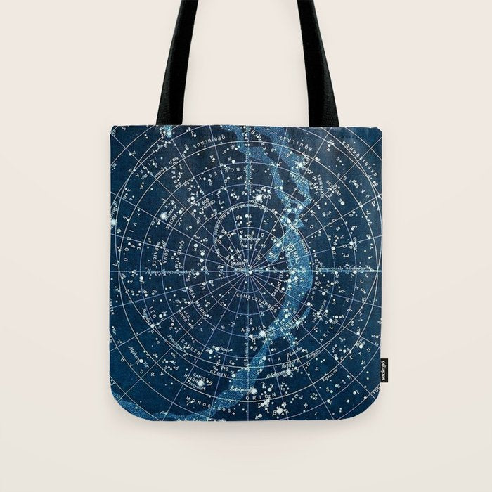1900 Star Constellation Map - Chart Vintage Poster Tote Bag