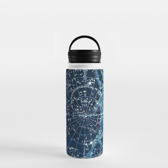 1900 Star Constellation Map - Chart Vintage Poster Water Bottle