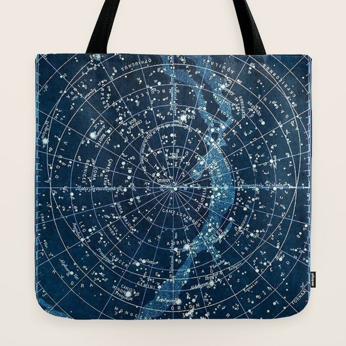 1900 Star Constellation Map - Chart Vintage Poster Tote Bag