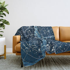 1900 Star Constellation Map - Chart Vintage Poster Throw Blanket