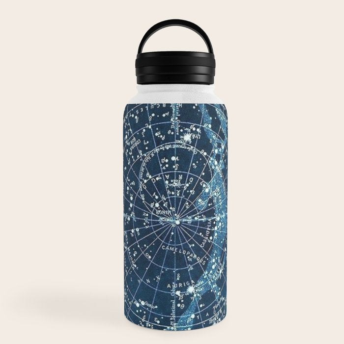 1900 Star Constellation Map - Chart Vintage Poster Water Bottle