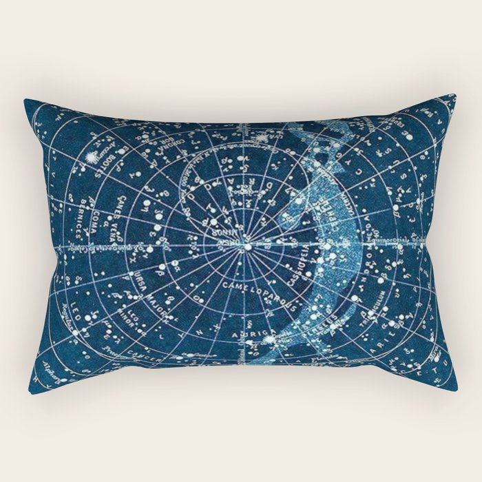 1900 Star Constellation Map - Chart Vintage Poster Rectangular Pillow