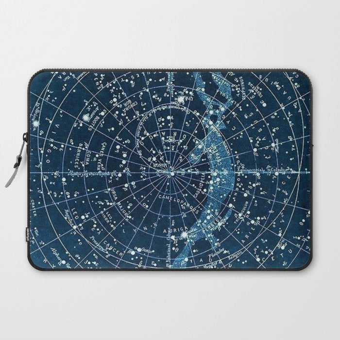 1900 Star Constellation Map - Chart Vintage Poster Laptop Sleeve