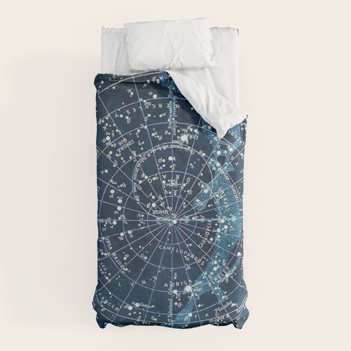 1900 Star Constellation Map - Chart Vintage Poster Duvet Cover