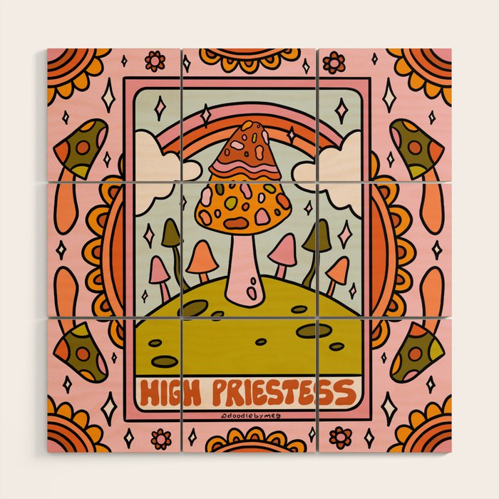 2. High Priestess Mushroom Wood Wall Art