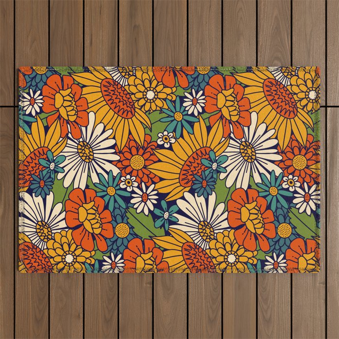 70s Retro Floral - Bold Outdoor Rug