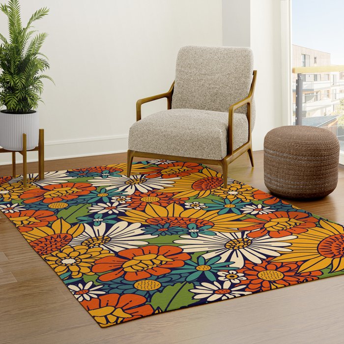70s Retro Floral - Bold Rug