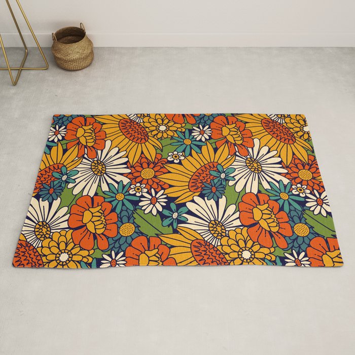 70s Retro Floral - Bold Rug