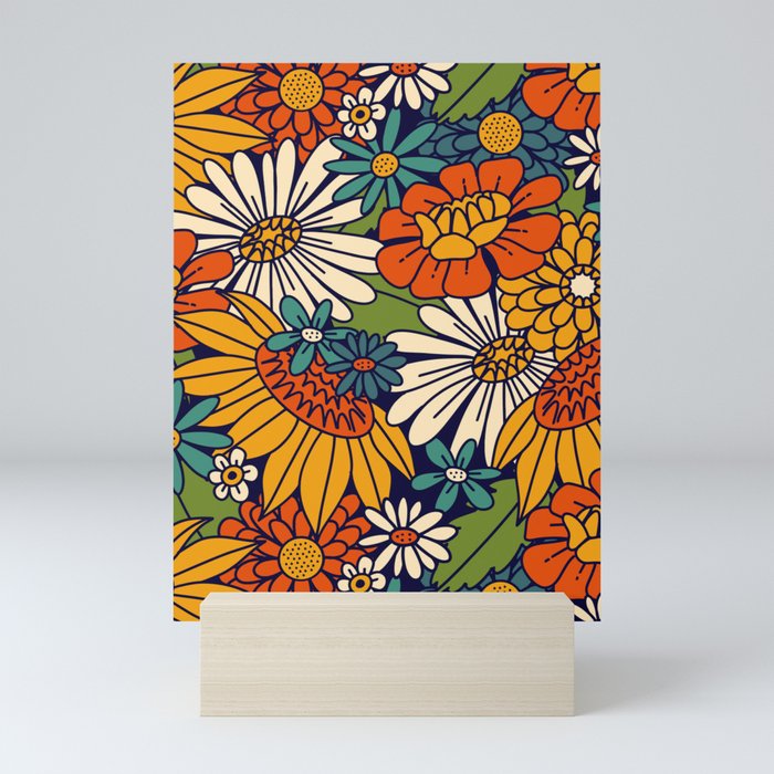 70s Retro Floral - Bold Mini Art Print