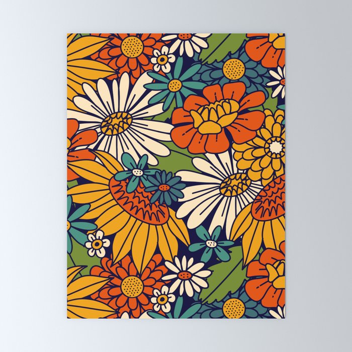 70s Retro Floral - Bold Mini Art Print