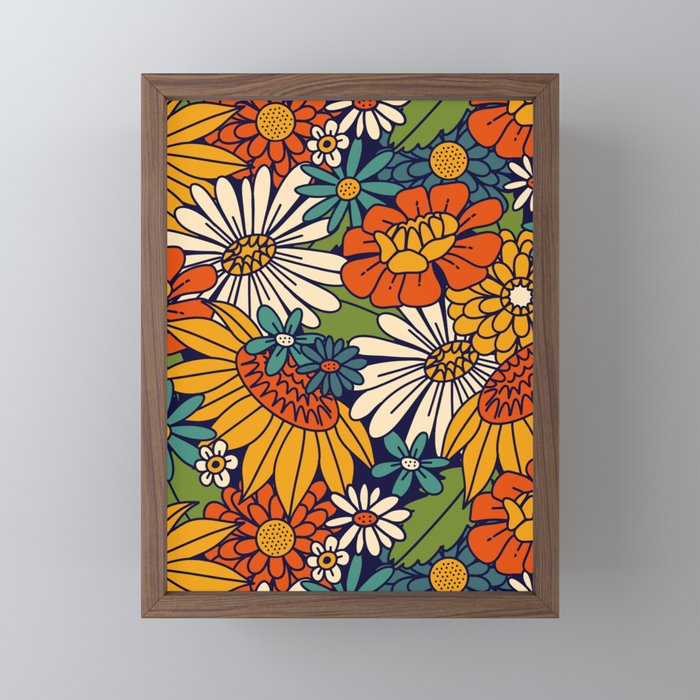 70s Retro Floral - Bold Mini Art Print
